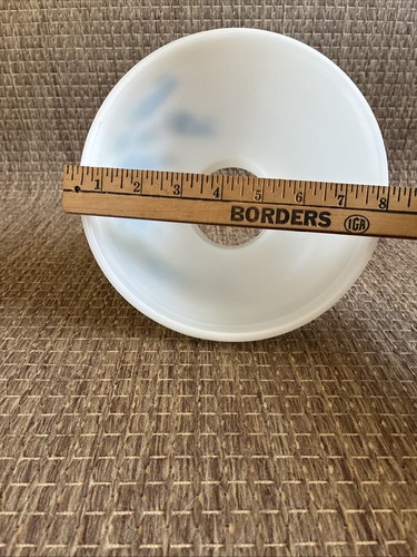 Vintage Milchglas Windlicht Lampenschirm handbemalt blaue Blumen für 8" Monteur - Bild 7 von 8