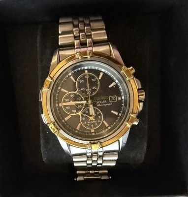 Seiko Solar Chronograph Alarm V172 Stainless Steel 2 Bands New Capacitor