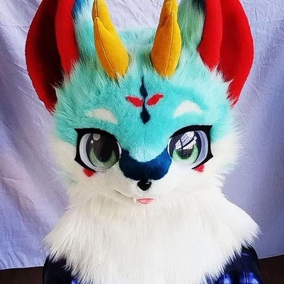 Fursuit Long haired Dog Fox Mascot Party Halloween Fur Cosplay(head)