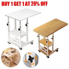 Mobile Over Bed Table Foldable Overbed Height Adjustable Laptop Tray Stand Desks