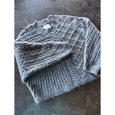 Abercrombie & Fitch Gray Textured Cable Knit Sweater Crew Neck S/M Boho Beachy