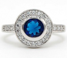 2CT Treated Blue Sapphire  Topaz 925 Solid Sterling Silver Ring Sz 6 MK1-8