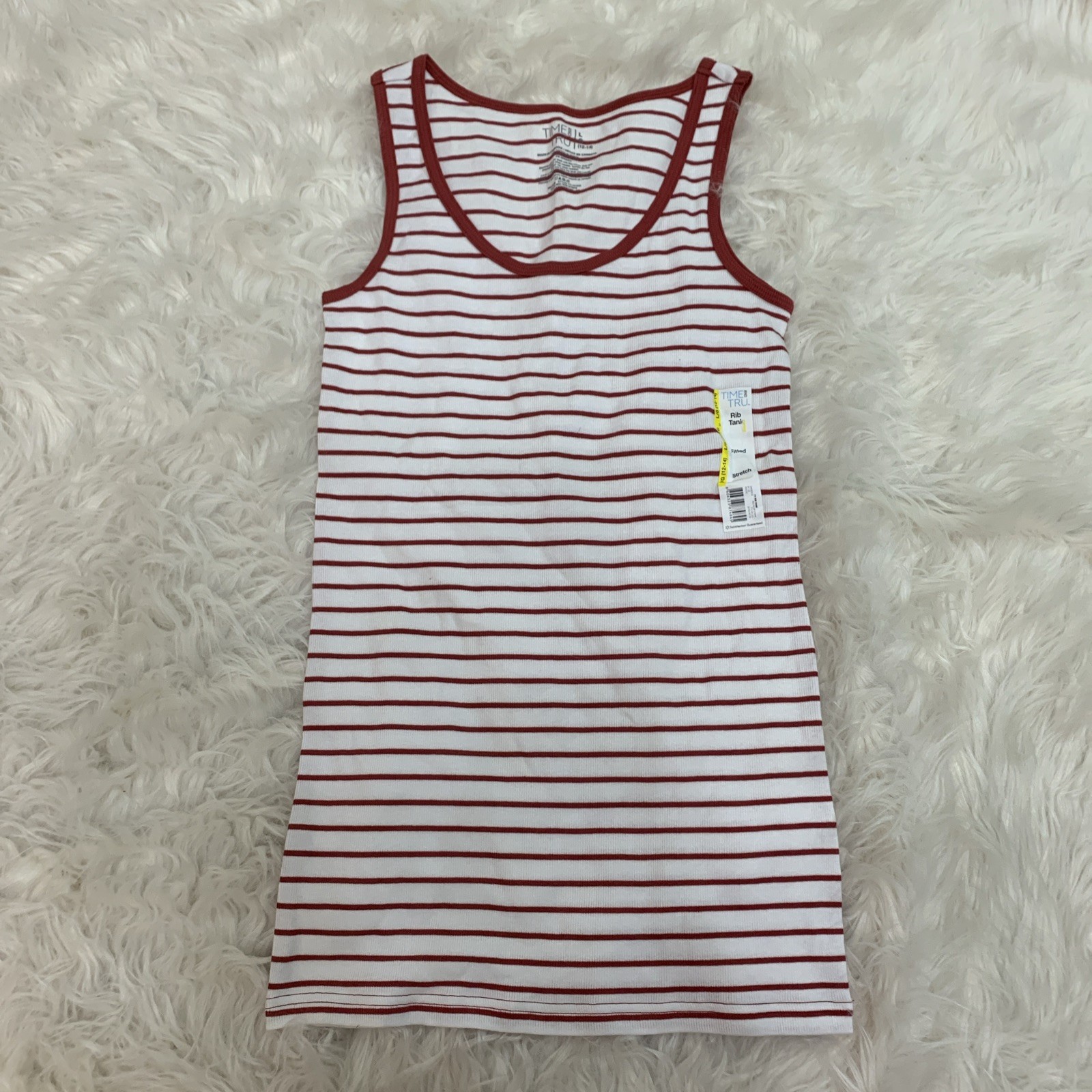 time and try white red rum striped tank top large