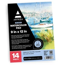 ARTEZA Watercolor Paper, 14 Sheets, 9x12 Inches Water Office Product