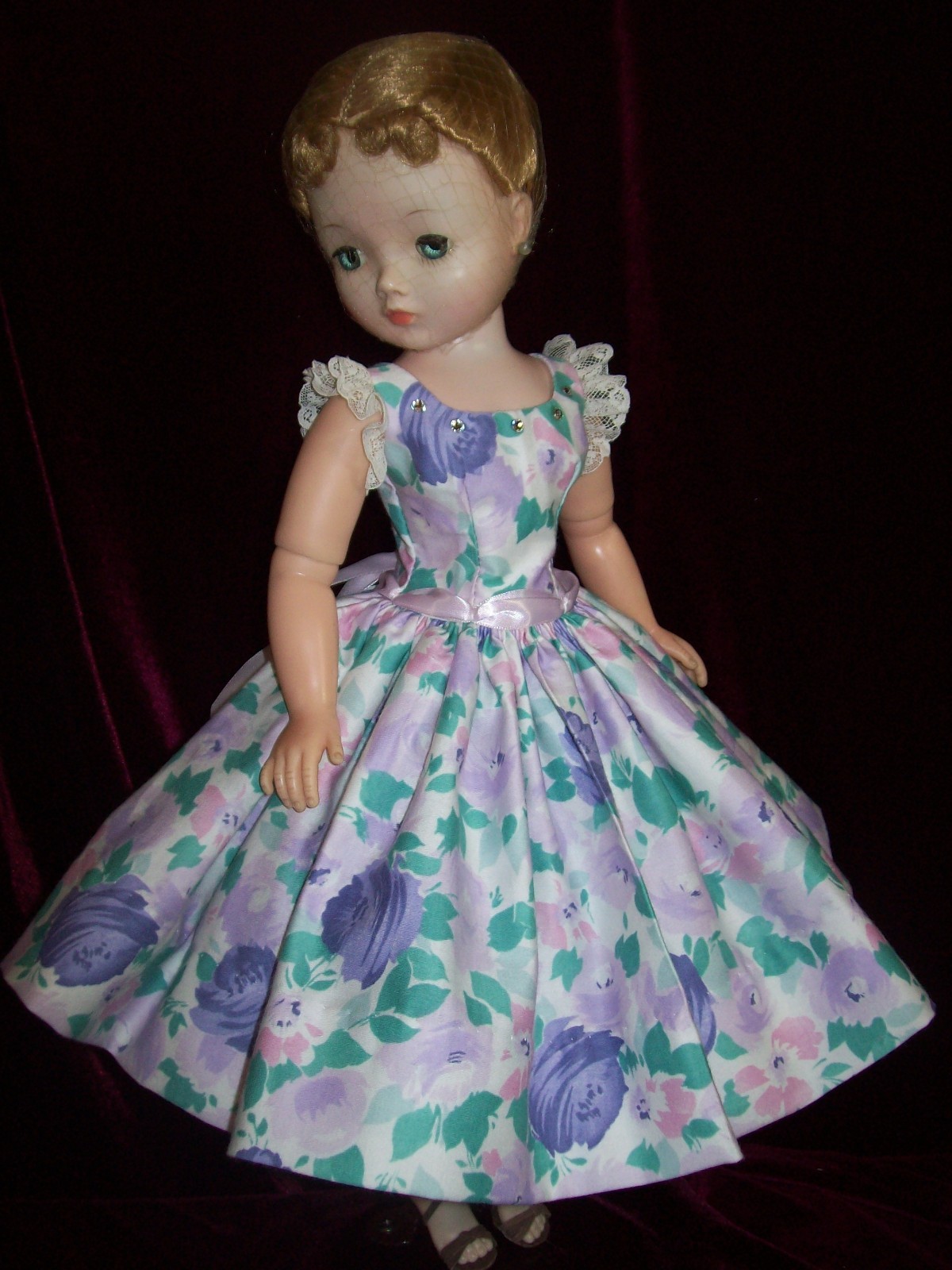 Sundress Of Pastel Floral Vintage Cotton - Made For Madame Alexander Cissy Doll-image