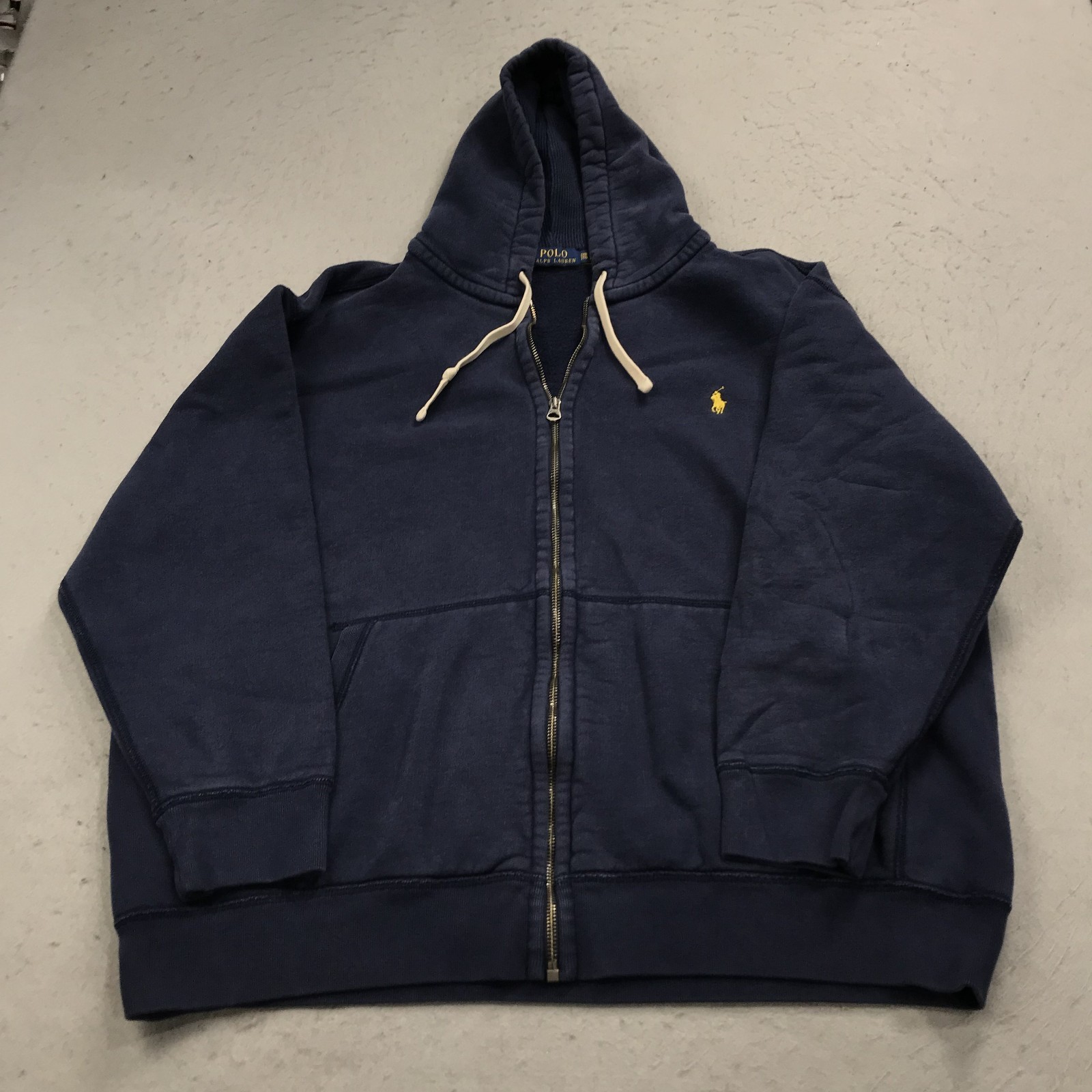 Polo Ralph Lauren felpa con cappuccio uomo 2XB grande blu pony full zip felpa cotone pesante