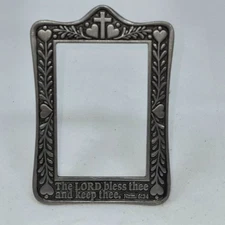 VINTAGE 1989 BOB SIEMON SOLID PEWTER MINI PHOTO PICTURE FRAME THE LORD BLESS