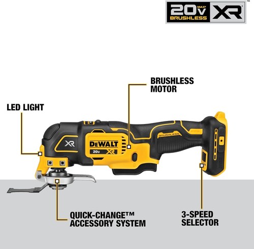 DEWALT 20V MAX XR Oscillating Multi-Tool Cordless, Variable One Size, Multi  - Picture 6 of 11