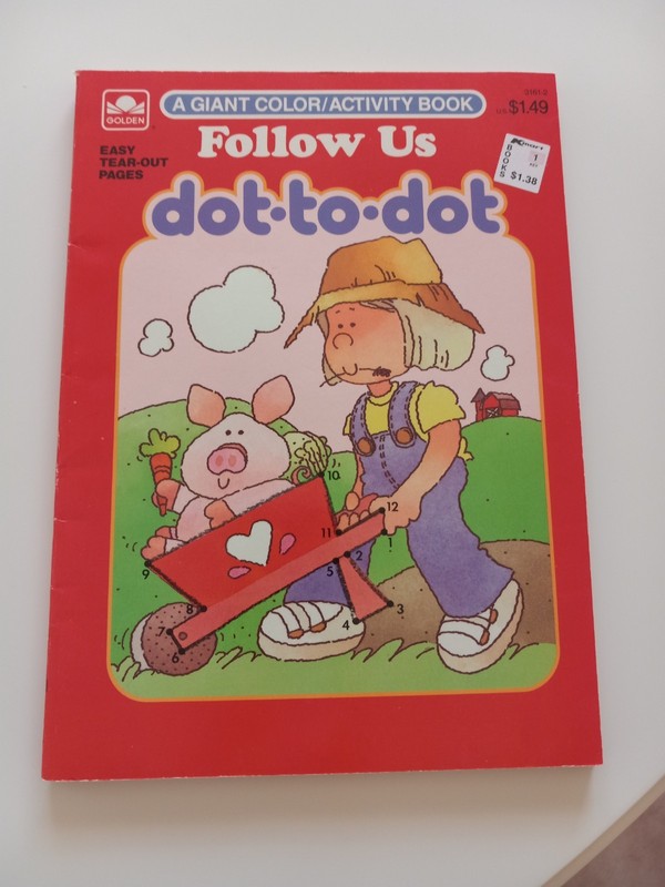 *NEW*Vintage Follow Us Dot to Dot Coloring Activity Golden Book Kid 80s USA 1987