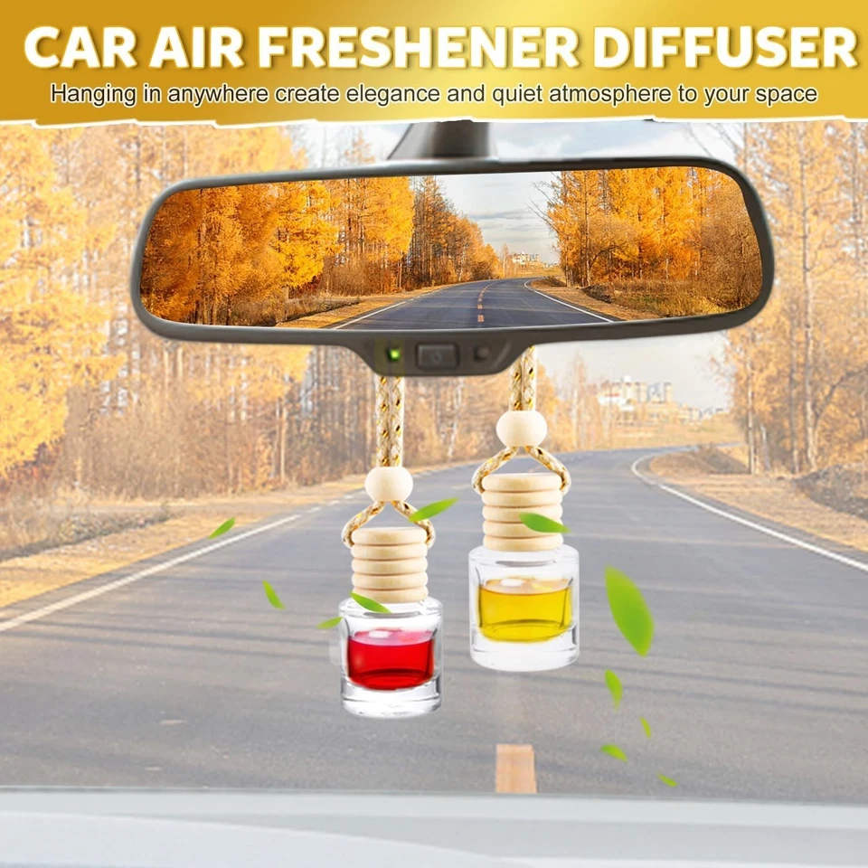 Ambientador de aire colgante para coche 100 piezas 8 ml, difusor de aceite esencial de vidrio transparente vacío Foto 3 de 4