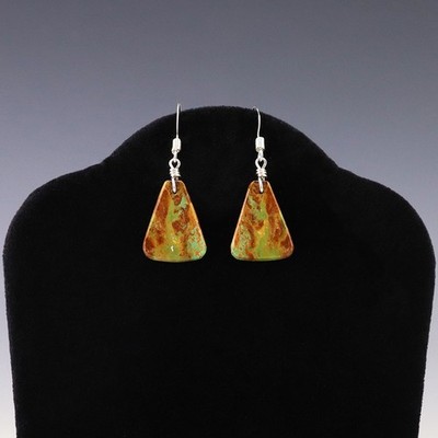 NATIVE AMERICAN HOPI/KEWA TURQUOISE EARRINGS BY DONALD HUMATEWA