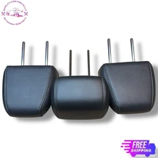 🚗✅ 2013-2019 Ford Escape C-Max Rear Headrests Black Leather White Stitching OEM