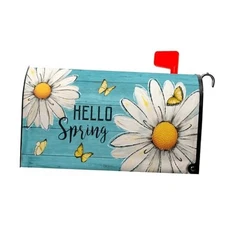 Rustic Spring Daisy Magnetic Mailbox Cover - Standard 21x18 inch Hello Spring