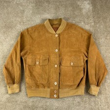 Vintage womens Suede Bomber Jacket 40 XL light Brown Mercedes benz factory