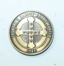 MASONIC COIN LEONARD P. HARVEY GRAND MASTER 1...