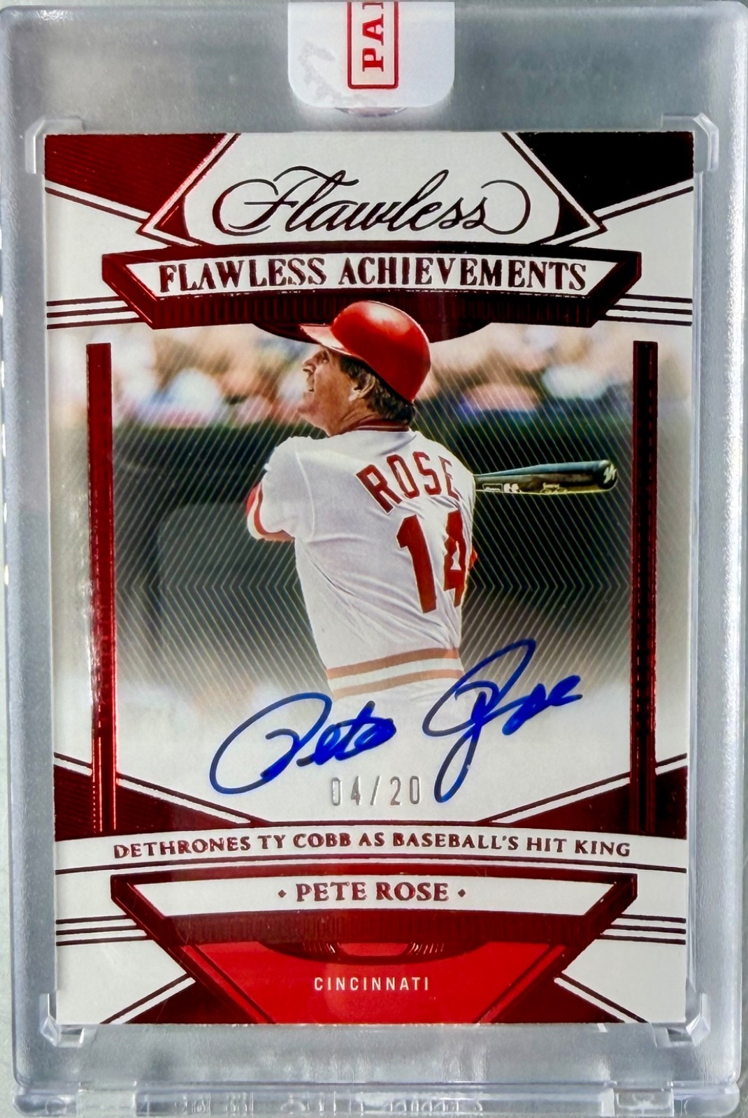 2023 Panini Flawless #FA-PR Pete Rose Auto Flawless Achievements Ruby /20 Reds