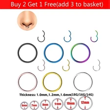 1PC F136 G23 Titanium Nose Ring Lip Hoop Cartilage Tragus Ear Piercing Nose Ring