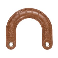 PU Leather Bag Handle, U-Shaped Handbag Handle with Iron Grommets, Brown