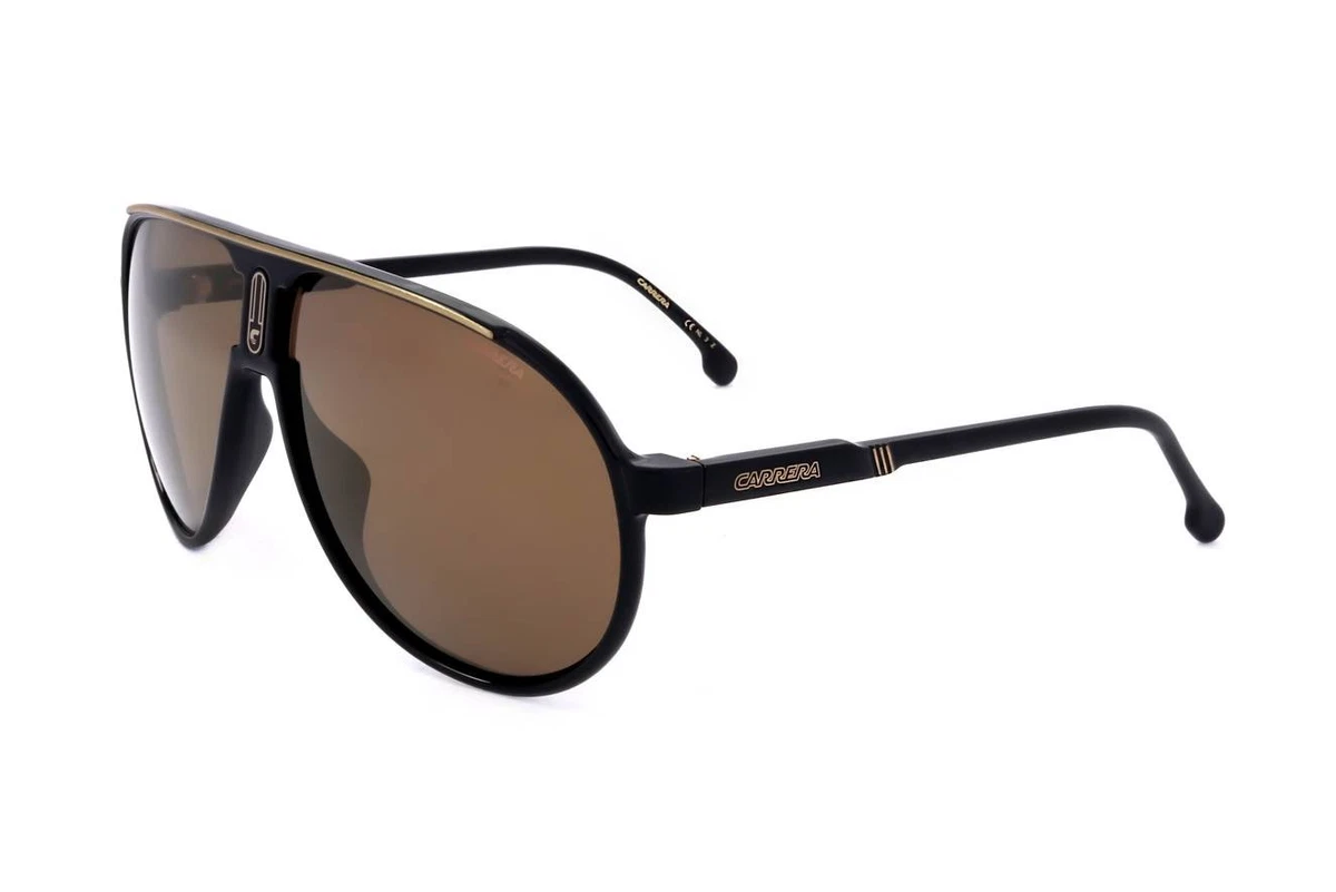 Occhiali Da Sole Carrera Uomo, Modello Pilota, Montatura Nera Metallo/plastica, Lenti Sfumate Multicolore, UV400