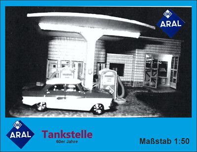 DKA 5  Historische ARAL Tankstelle Maßstab 1:50 Kartonmodell / Papiermodell