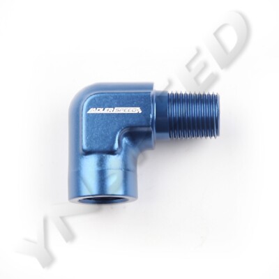 US STOCK 90 Degree 1/8'' NPT Female to 1/8'' NPT Male Fuel Fitting Adapter Blue