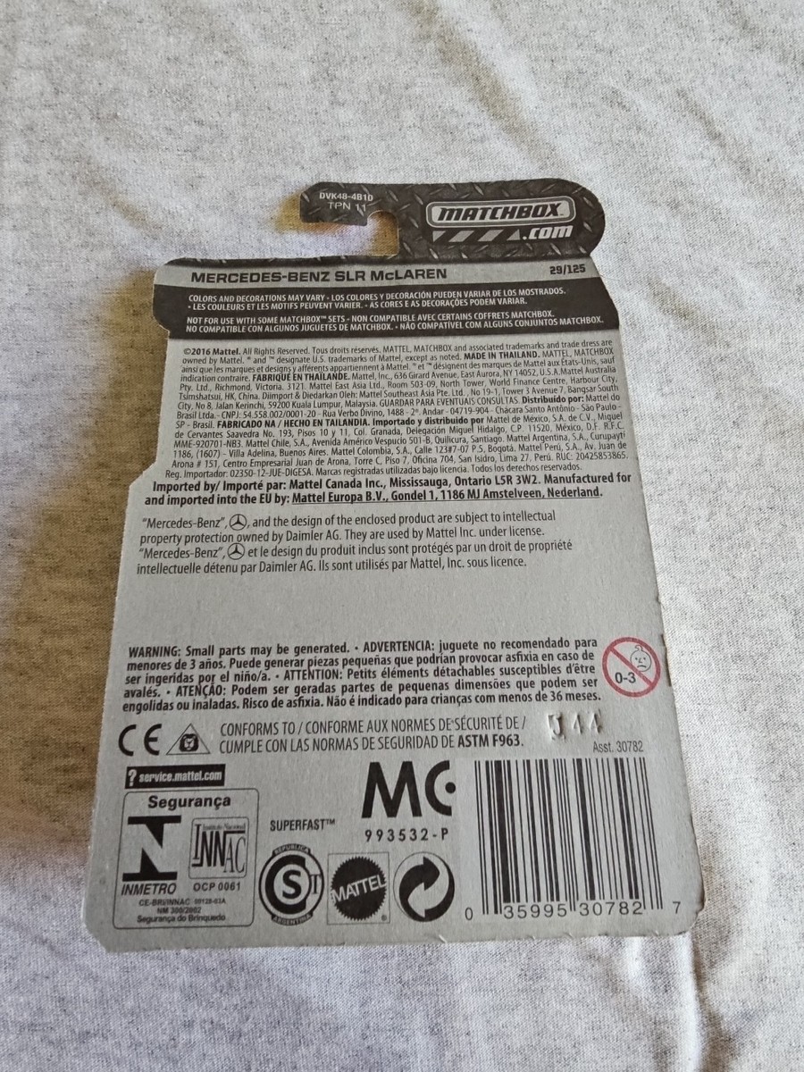 2017 Matchbox MERCEDES-BENZ SLR MCLAREN Silver 29/125 GREAT CARD