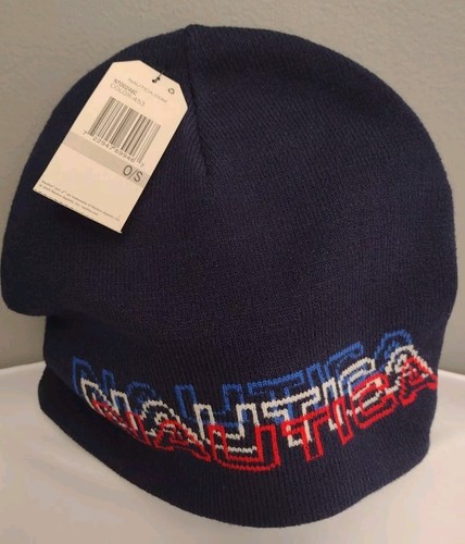 Nautica Spell Out Beanie Cap Men's One Size Logo Navy Blue Multicolor Letters - Picture 3 of 4