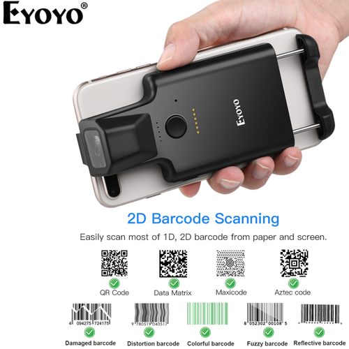 Eyoyo Wireless 2D QR Code Barcode Scanner Bluetooth Phone Back Clip ...