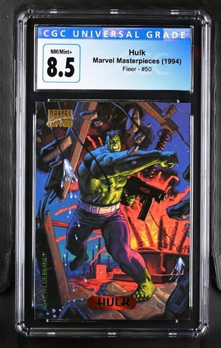 1994 Fleer Marvel Masterpieces #50 Hulk Trading Card CGC 8.5