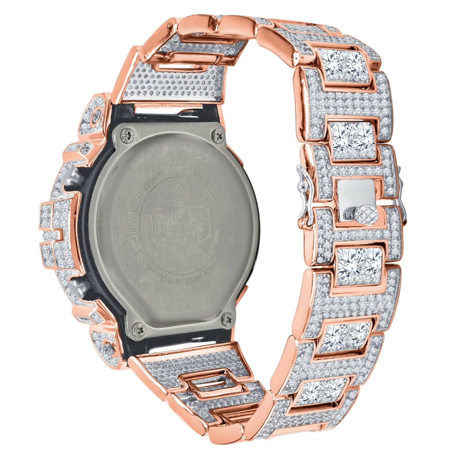 Icy Authentic White Solitaire CZ On Rose Gold Finish Casio G