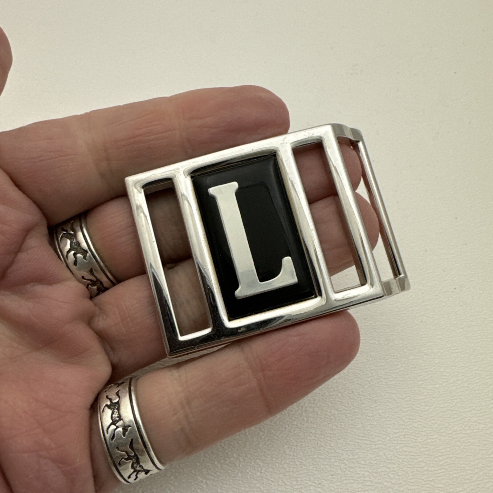 Monogram Initial Letter "L" Silver Tone Vintage A… - image 1