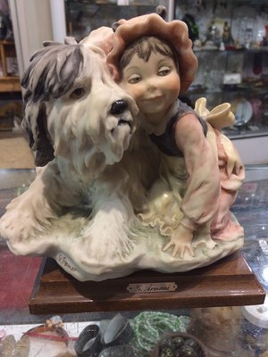 Giuseppe Armani Girl Capodimonte Italian shaggy dog figurine Florence Italy | eBay
