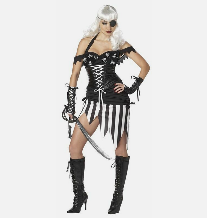 Adult Pirate Mistress Sexy Buccaneer Costume Halloween (BLACK