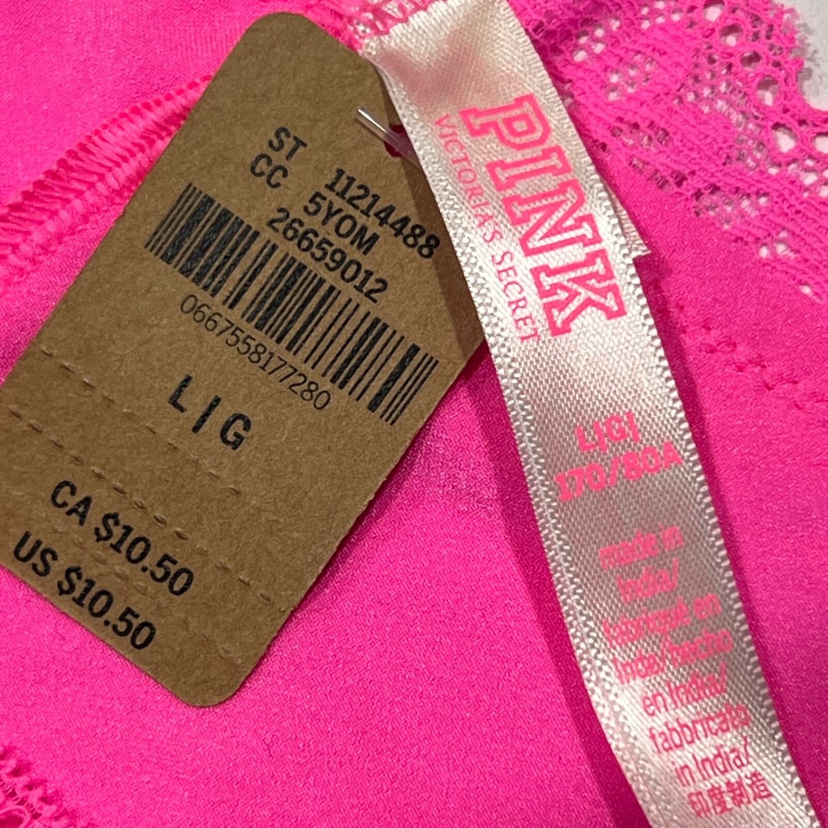 NWT VICTORIA'S SECRET PINK Thong Pantie Sz M-L-XXL Pink Logo | eBay