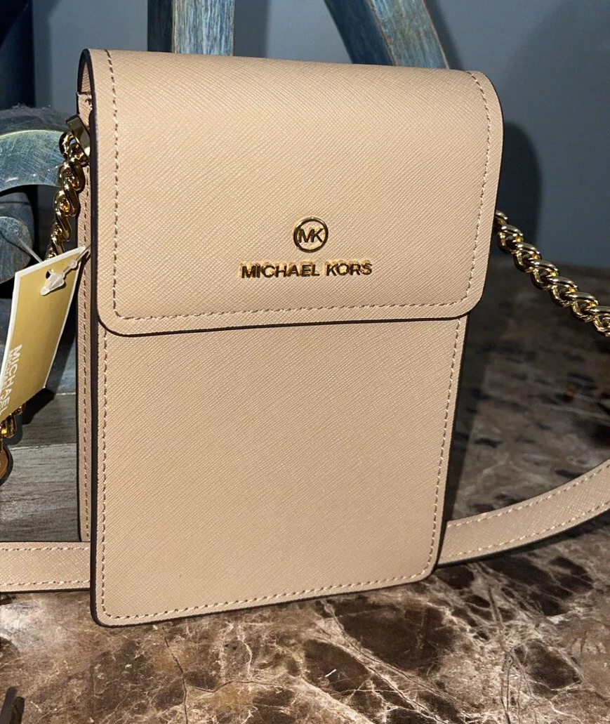 MICHAEL Michael Kors Jet Set Charm Leather Phone Crossbody Camel AUTHENTIC  NEW