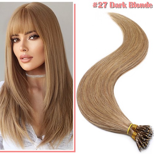 Nano Ring Tip 100% Remy Human Hair Extensions Micro Loop Beads Ombre Thick 150G - Picture 63 of 83