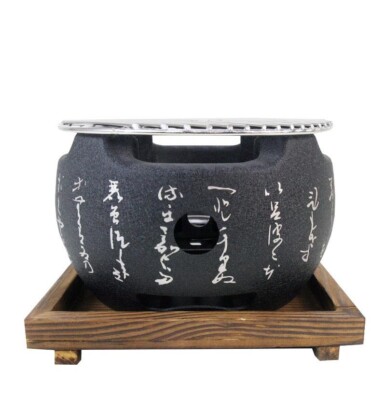 Holzkohle Grill, Mini BBQ Tragbare Tischplatte Holzkohlegrill Japanischen Stil Indoor Rund Grill