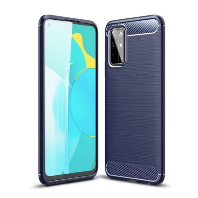 Handyhülle Schutz Case für Huawei Honor 30S Cover Bumper Carbon Optik TPU Blau