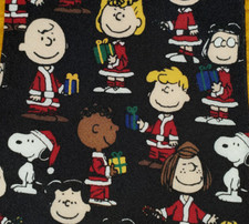 SNOOPY PEANUTS MENS CHRISTMAS TIE BLACK " SANTA'S LITTLE HELPERS " 56"