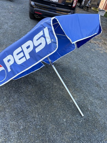 VINTAGE 90S Pepsi ADVERTISING UMBRELLA 58" WIDE Rare Vtg Market Table Logo - Picture 3 of 5