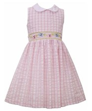 NEW Bonnie Jean Toddler Girl Seersucker Sleeveless Gingham Dress Pink Size 4T 