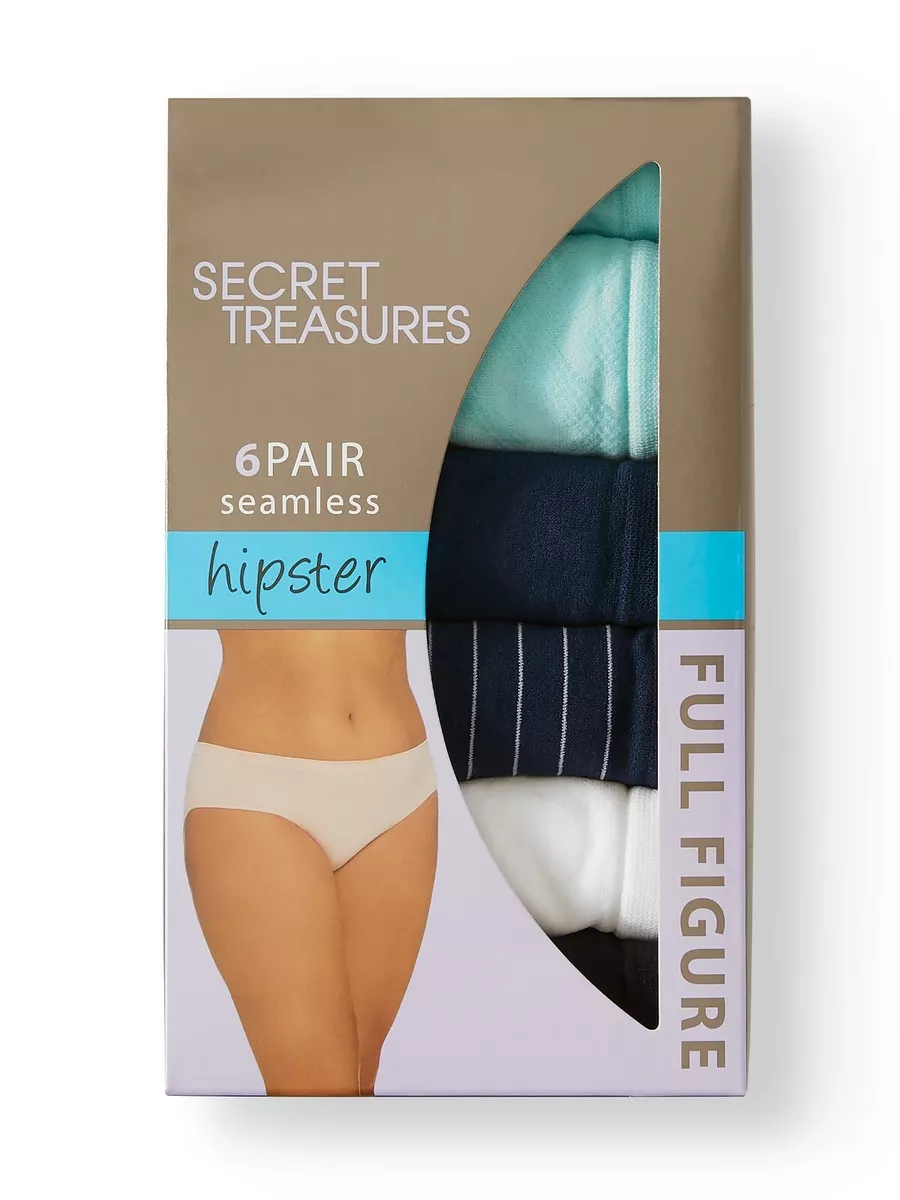 Secret Treasures Women's 6pk Solid-Stripe Seamless Hipster Panties