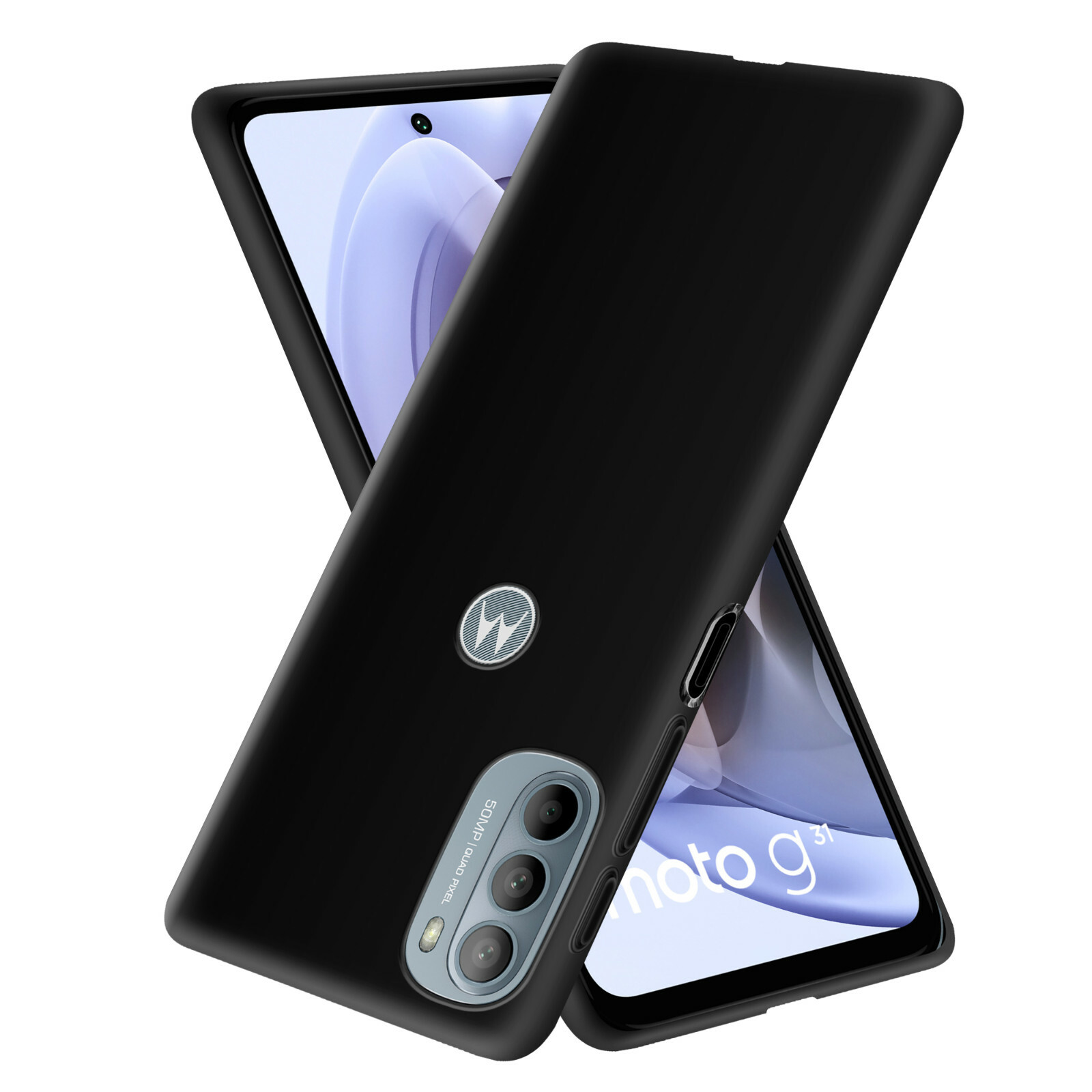 Black Case For Motorola Moto G31 / G41 Gel Cover Silicone+Glass Screen