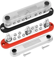 DaierTek 300A Copper Bus Bar 12V, Power Distribution Block with Cover 3 x 3/8”