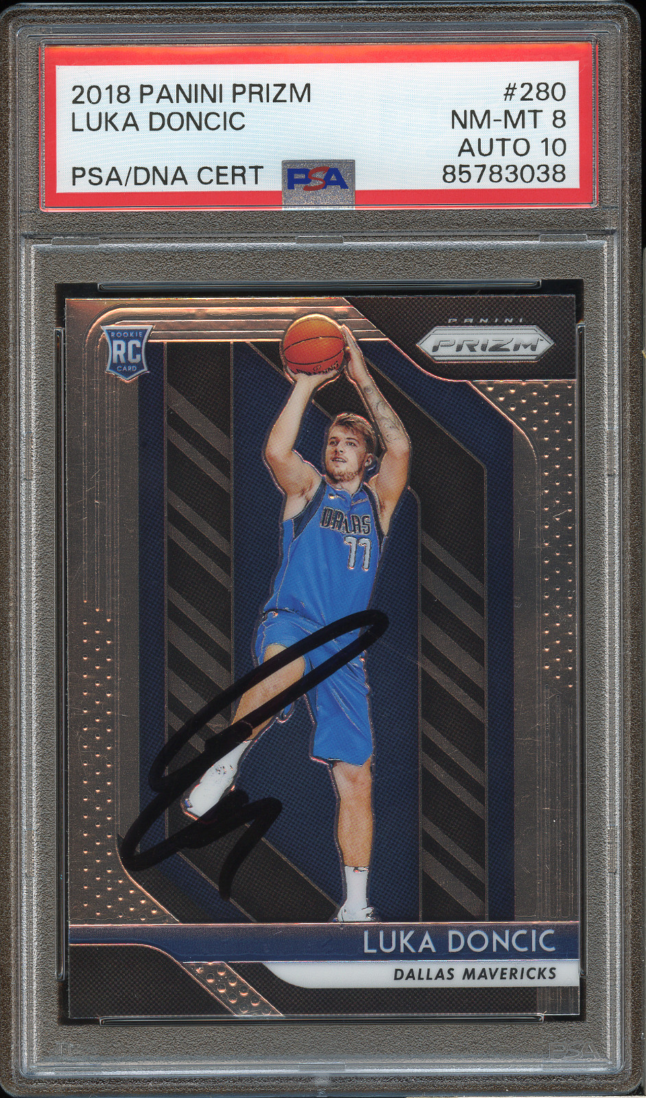 2018 Panini Prizm Luka Doncic Signed #280 RC PSA/DNA 8/10 NM-MT AUTO