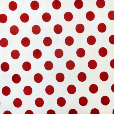 Polka Dot Large (2cm) Printed Fabric White Back 100% Cotton 58/60'' Wide Sold BTY