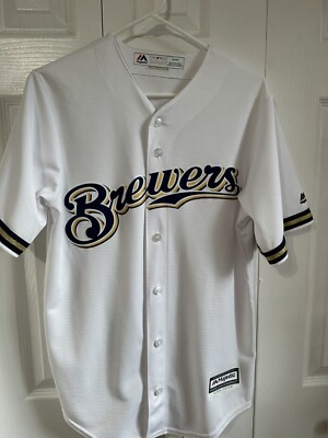 Milwaukee Brewers Majestic Official Cool Base Jersey - White | eBay