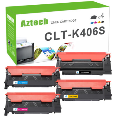 4 Pack Color CLT-K406S Toner for Samsung CLP-365W CLX-3305FW Xpress C410W  C460FW | eBay