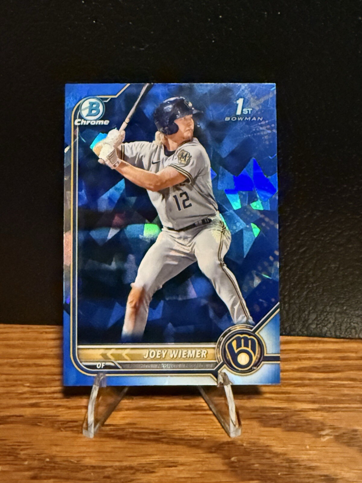 2022 Bowman Chrome Sapphire Joey Wiemer 1st Bowman #BCP-207 Milwaukee Brewers