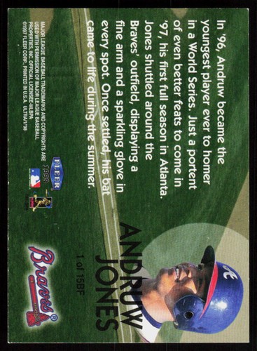 1998 Ultra Andruw Jones #1BF BASEBALL Atlanta Braves Back to the Future - Picture 2 of 2